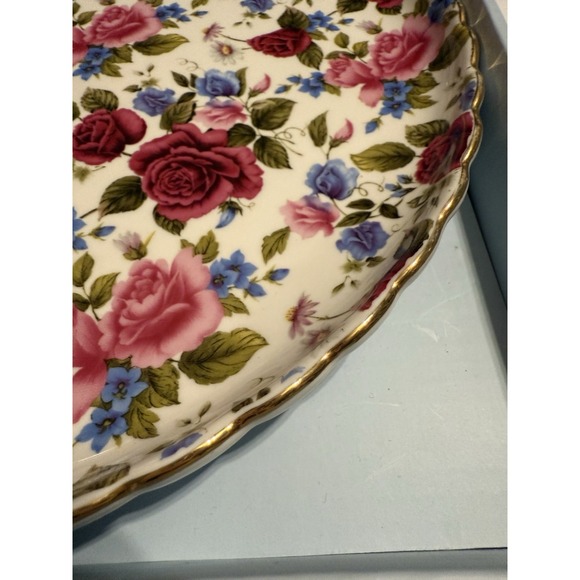 Grace's Teaware Fine Porcelain Cake Plate & Server Set – Rose Chintz Floral NIB - Picture 3 of 6